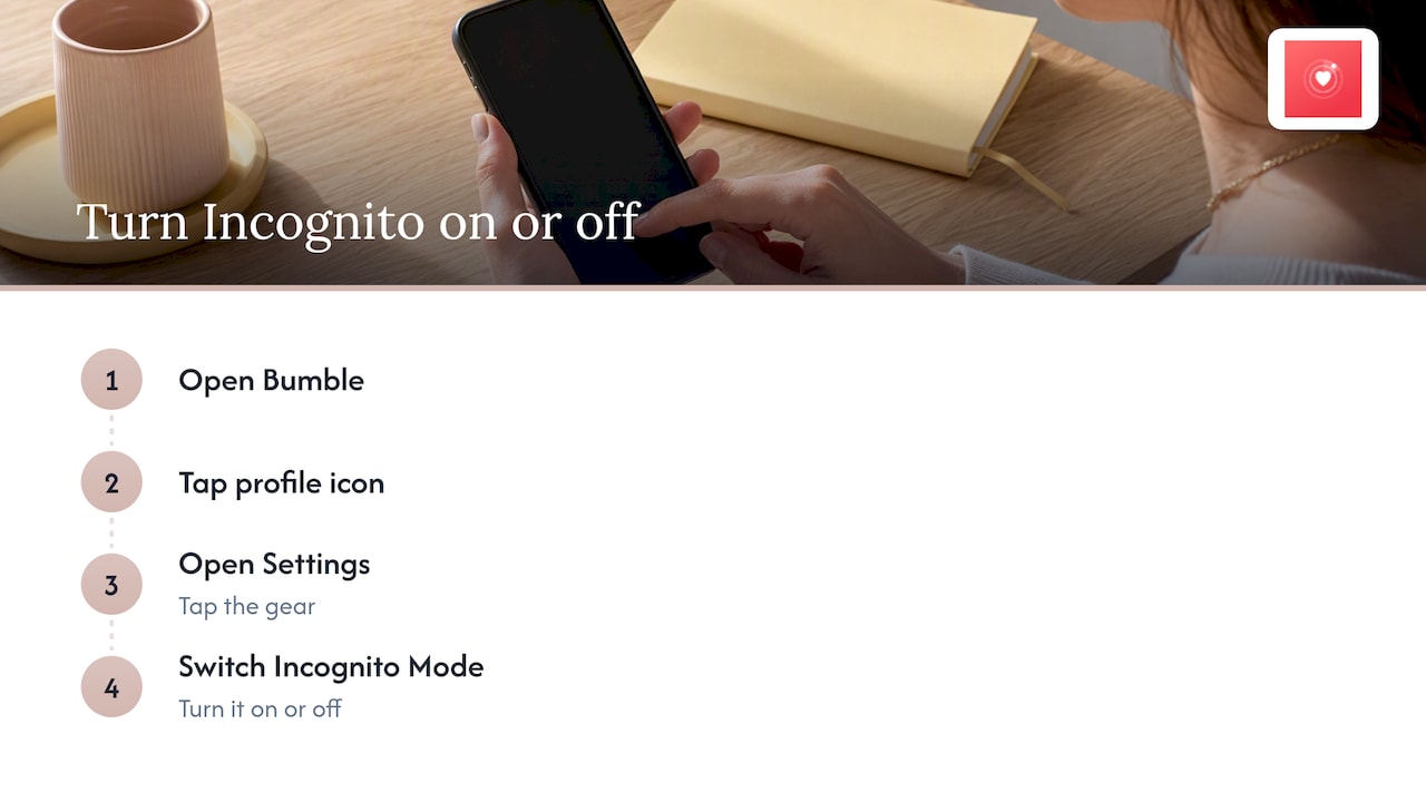 Four steps to switch Incognito Mode